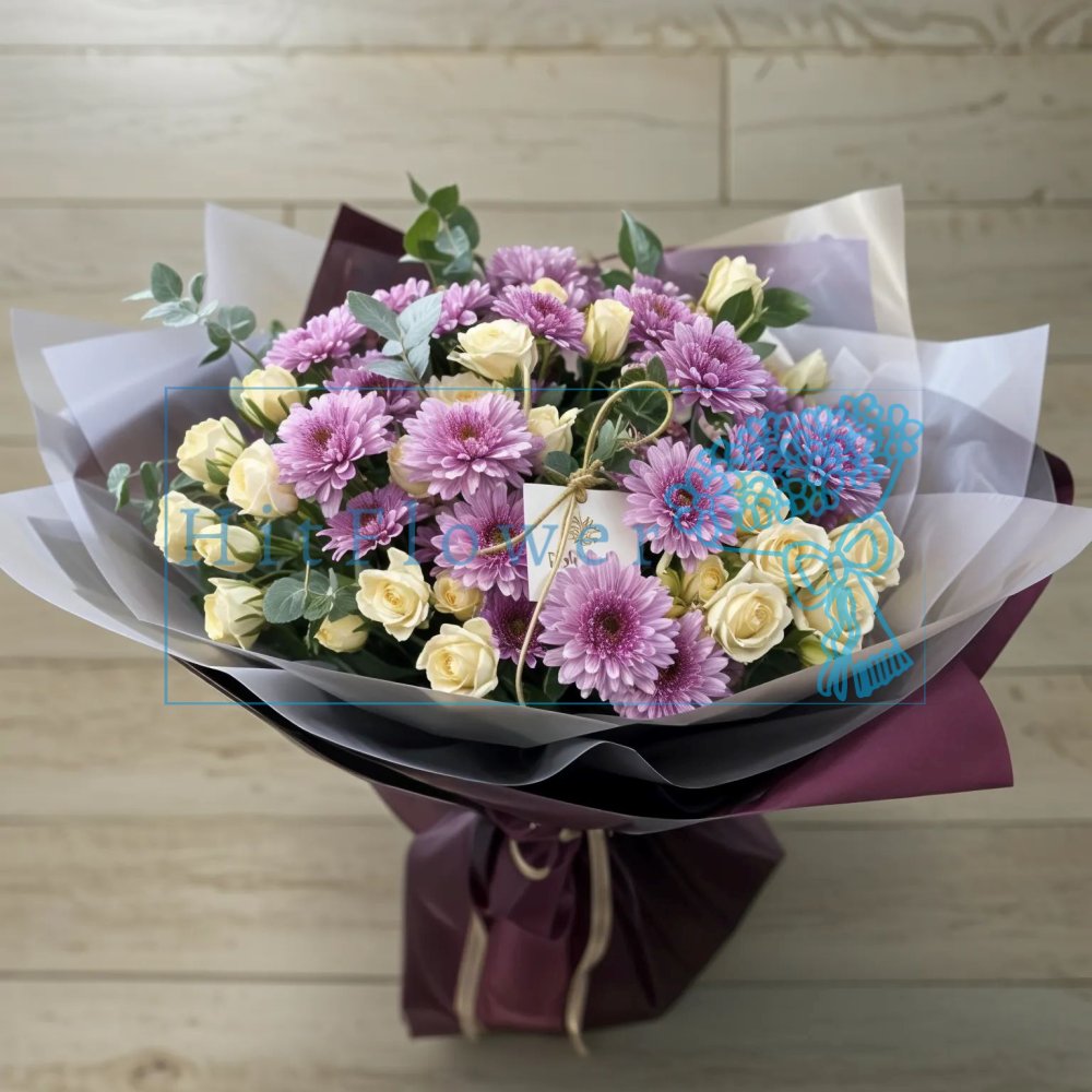 Букет цветов Поэма из цветов Букет цветов из: Хризантемы и Розы